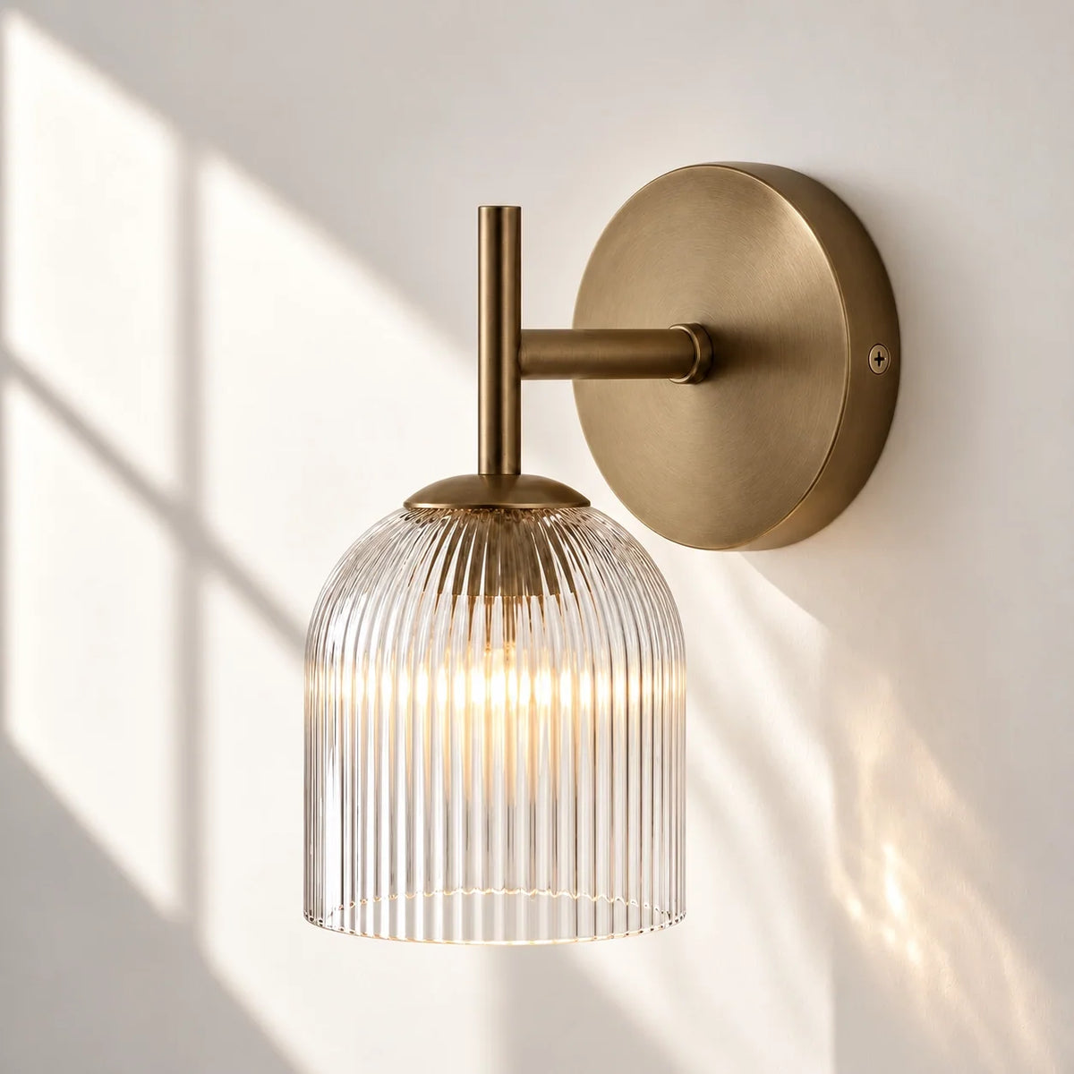 Ribbed Glass Wall Sconce, 1 to 3 Light Bathroom Wall Lamp