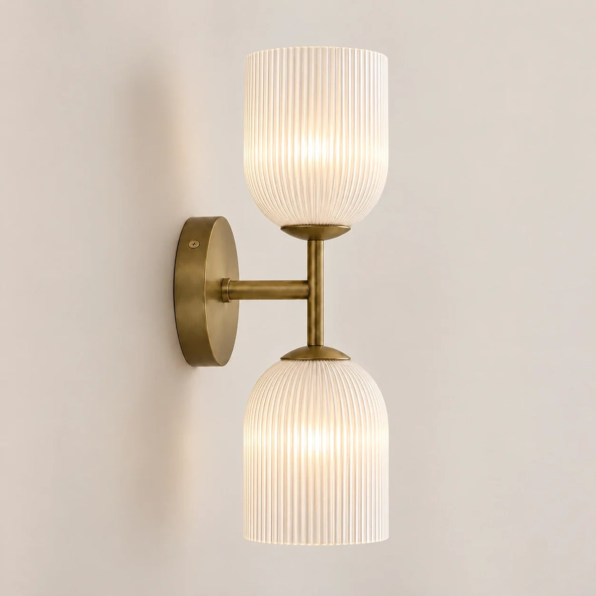 Ribbed Glass Wall Sconce, 1 to 3 Light Bathroom Wall Lamp