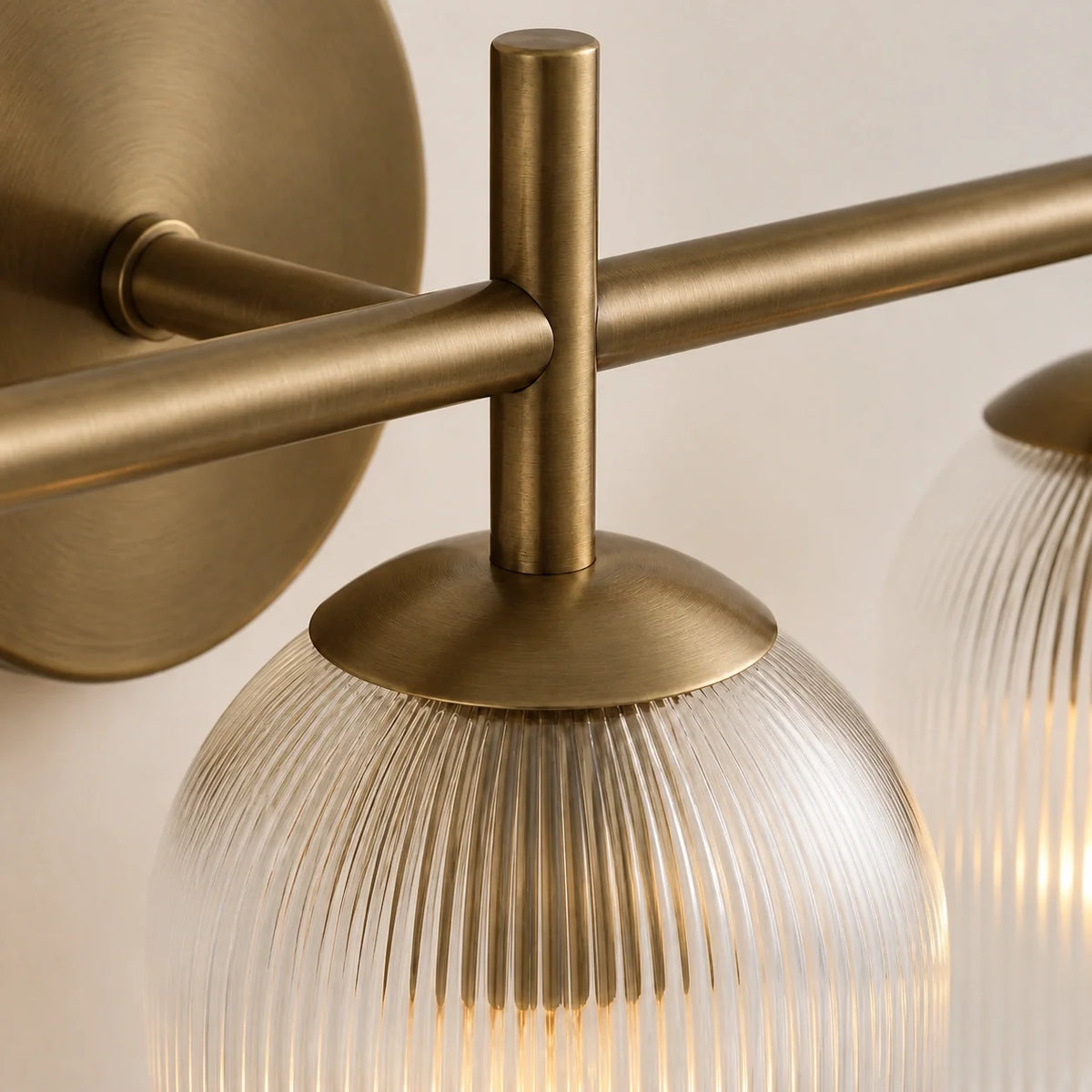 Ribbed Glass Wall Sconce, 1 to 3 Light Bathroom Wall Lamp