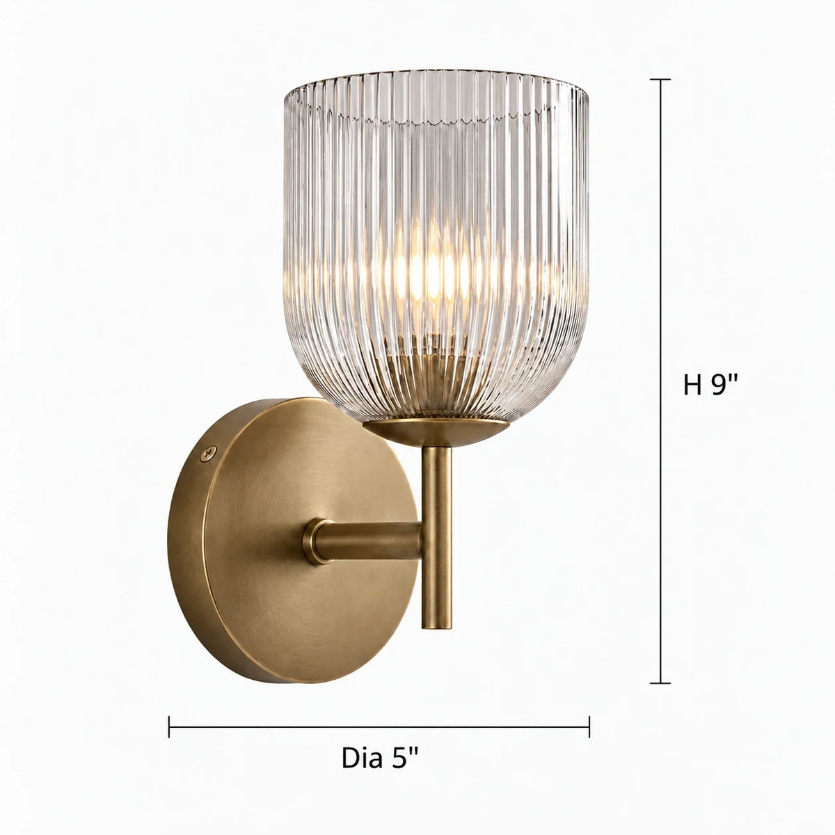 Ribbed Glass Wall Sconce, 1 to 3 Light Bathroom Wall Lamp