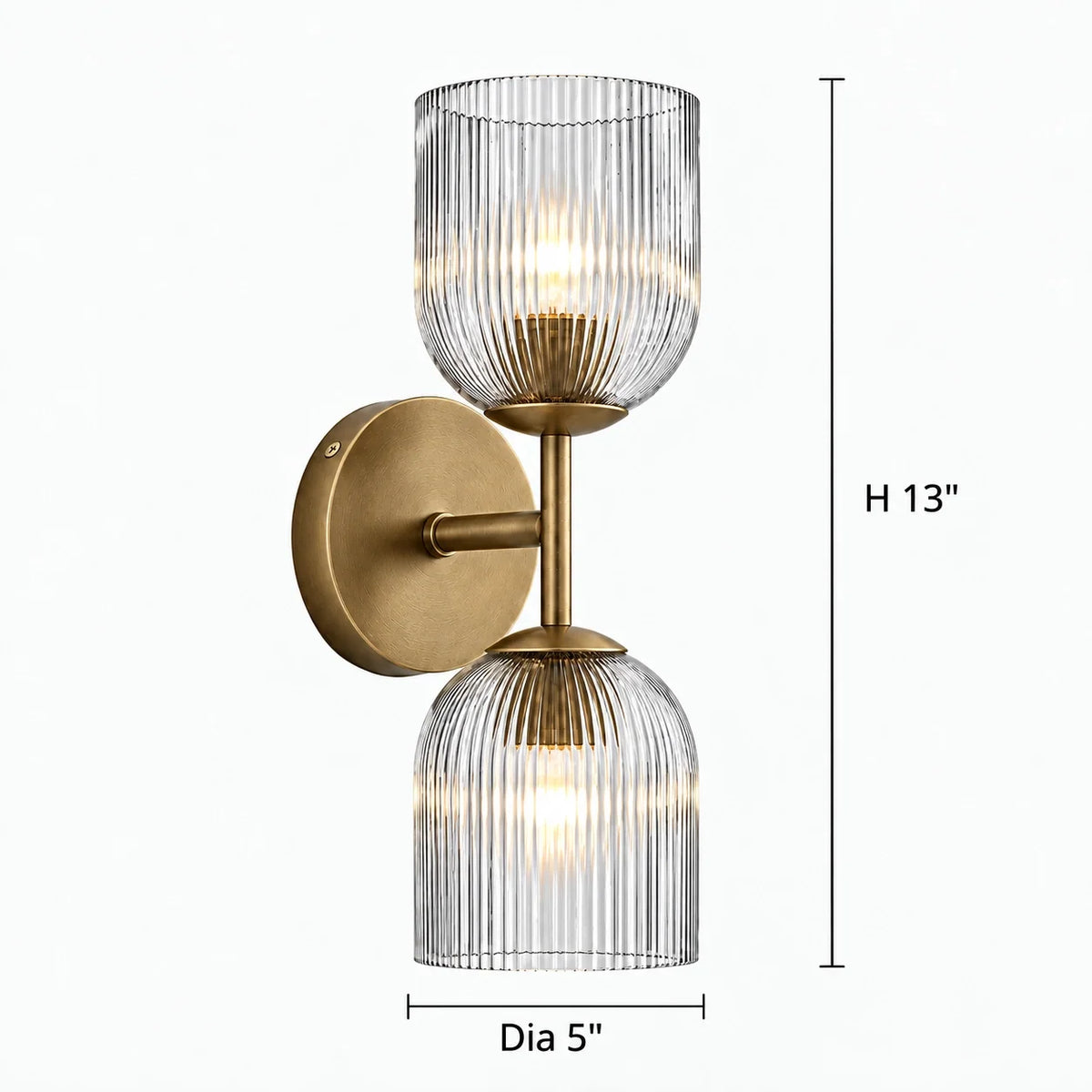 Ribbed Glass Wall Sconce, 1 to 3 Light Bathroom Wall Lamp