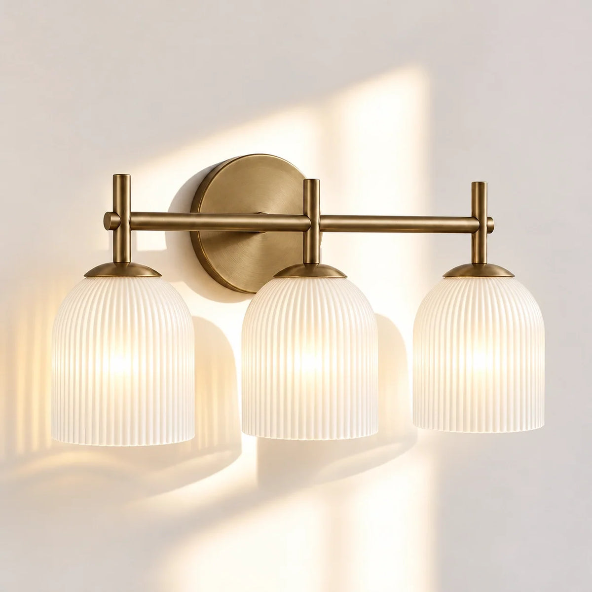 Ribbed Glass Wall Sconce, 1 to 3 Light Bathroom Wall Lamp