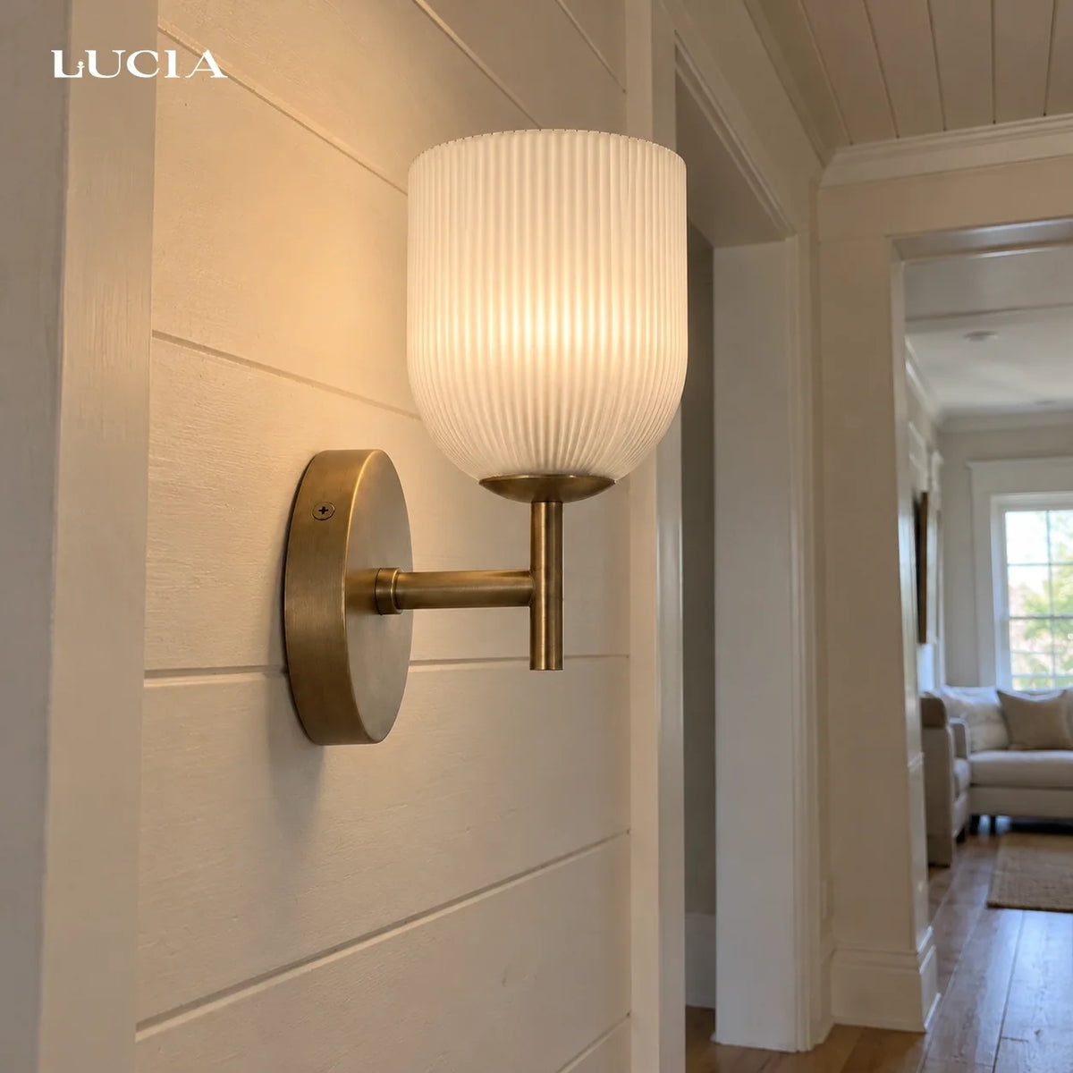 Ribbed Glass Wall Sconce, 1 to 3 Light Bathroom Wall Lamp