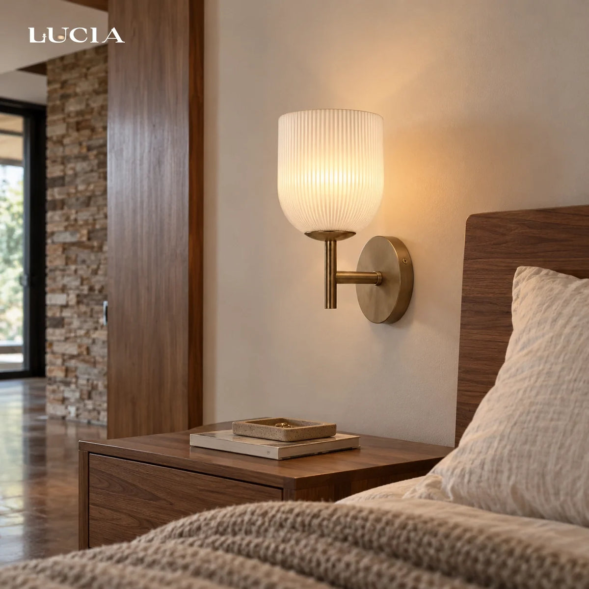 Ribbed Glass Wall Sconce, 1 to 3 Light Bathroom Wall Lamp