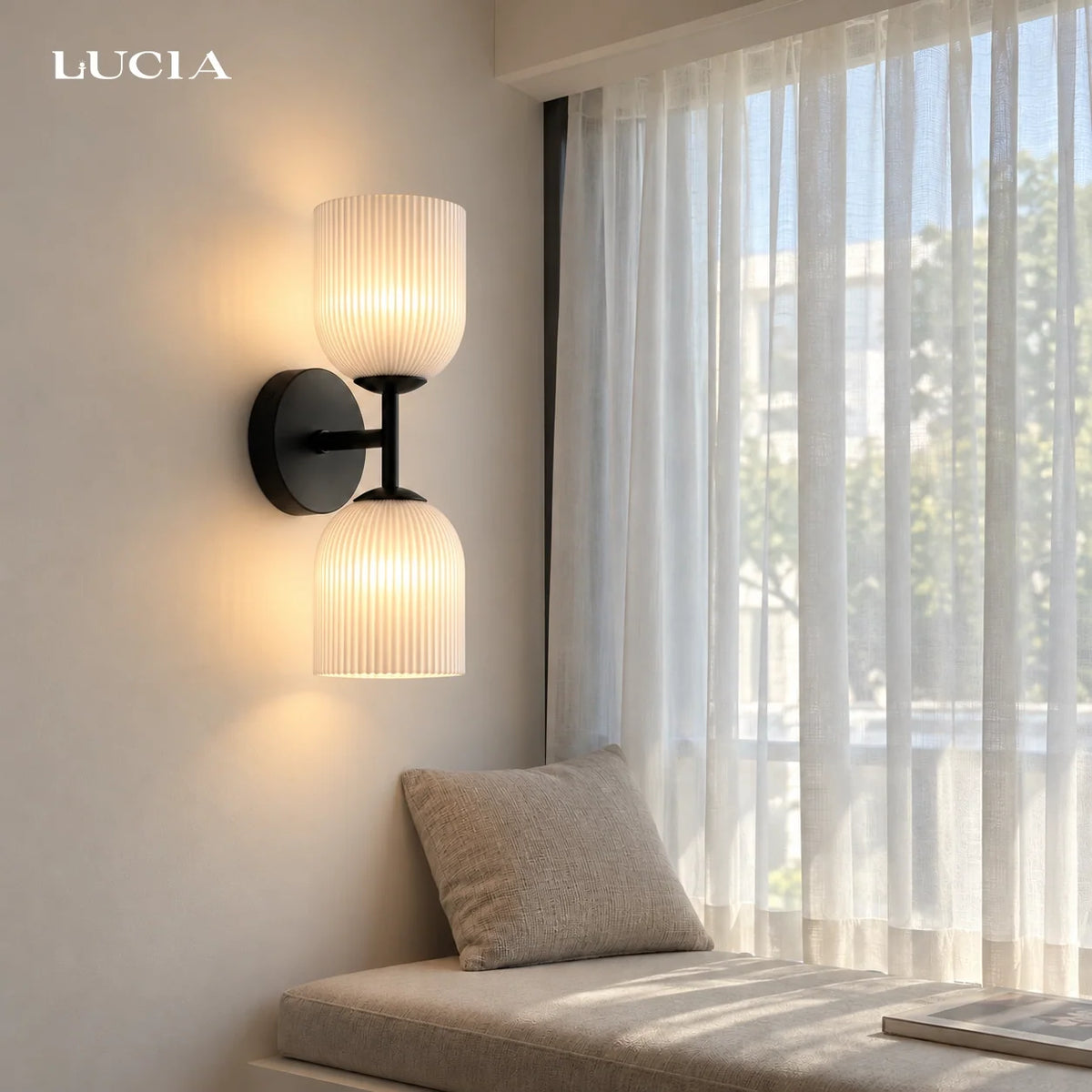 Ribbed Glass Wall Sconce, 1 to 3 Light Bathroom Wall Lamp