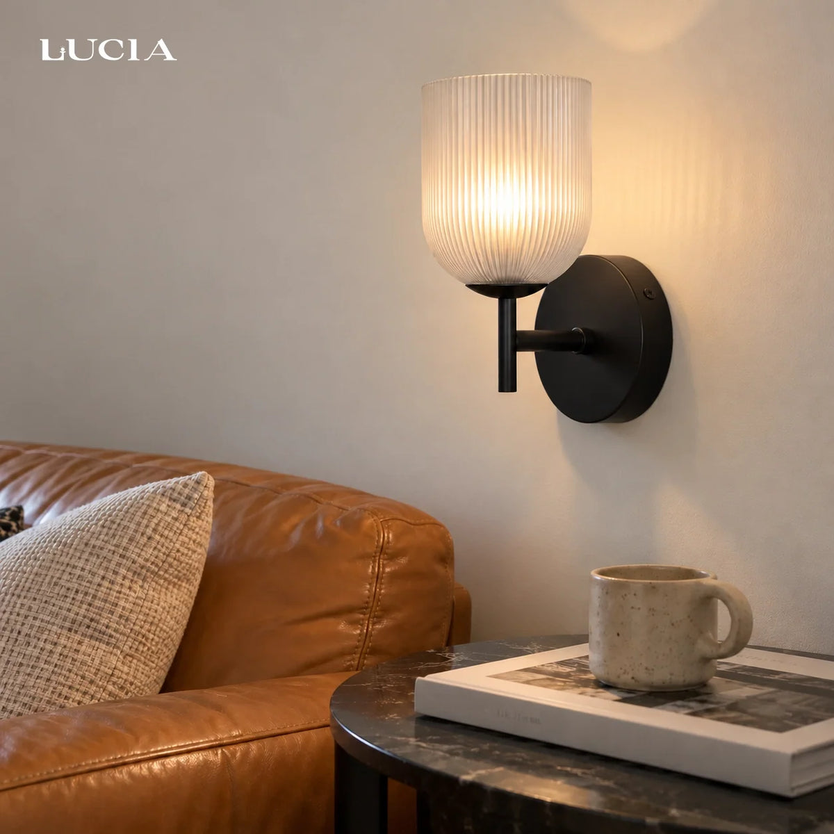Ribbed Glass Wall Sconce, 1 to 3 Light Bathroom Wall Lamp
