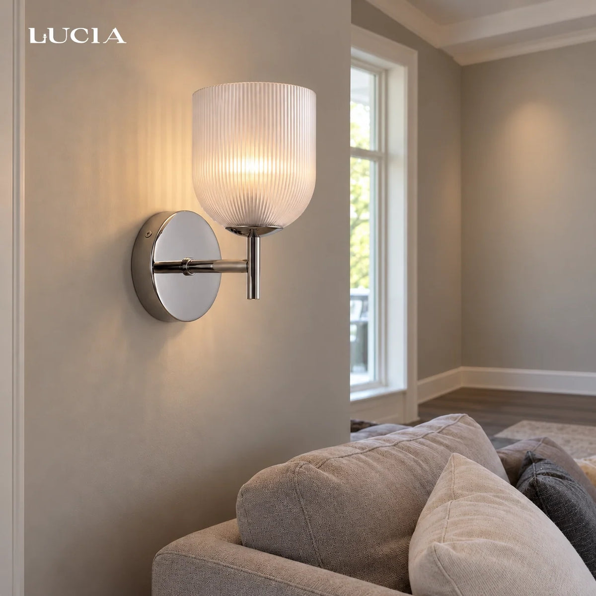 Ribbed Glass Wall Sconce, 1 to 3 Light Bathroom Wall Lamp