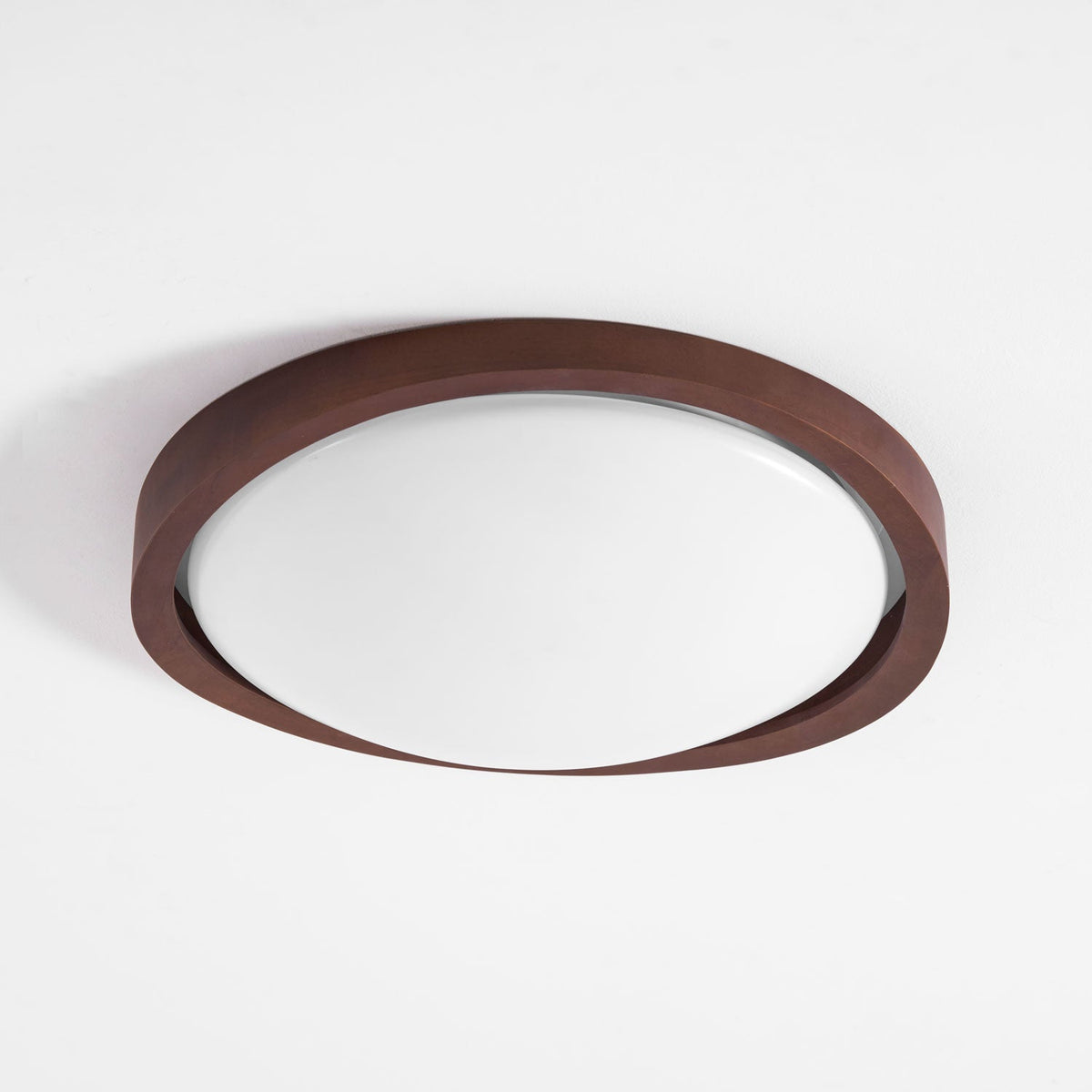 Walnut Flush Mount Ceiling Light, Curved Edge LED Lamp