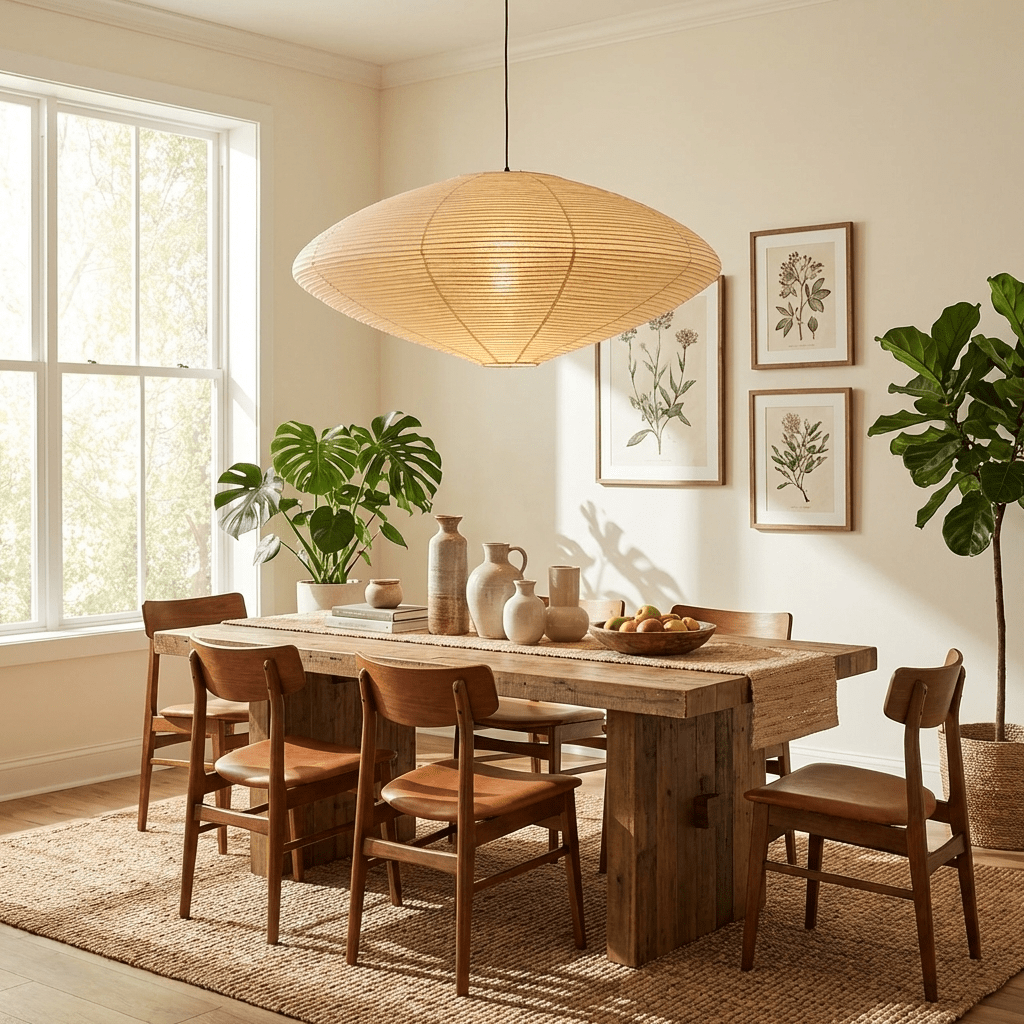 Washi Paper Lantern Pendant Light, Japandi Ceiling Lamp