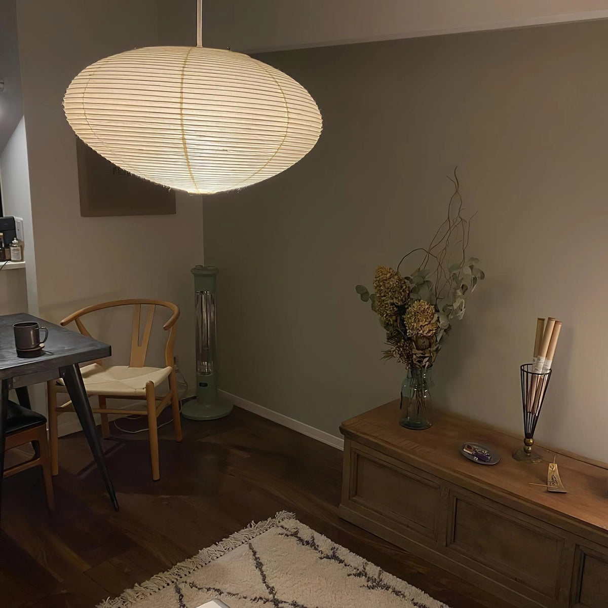 Washi Paper Lantern Pendant Light, Japandi Ceiling Lamp