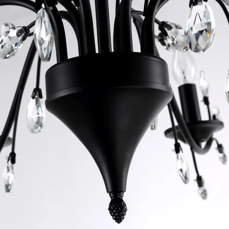 Rustic Wrought Iron Chandelier, 12-Light Black Branch