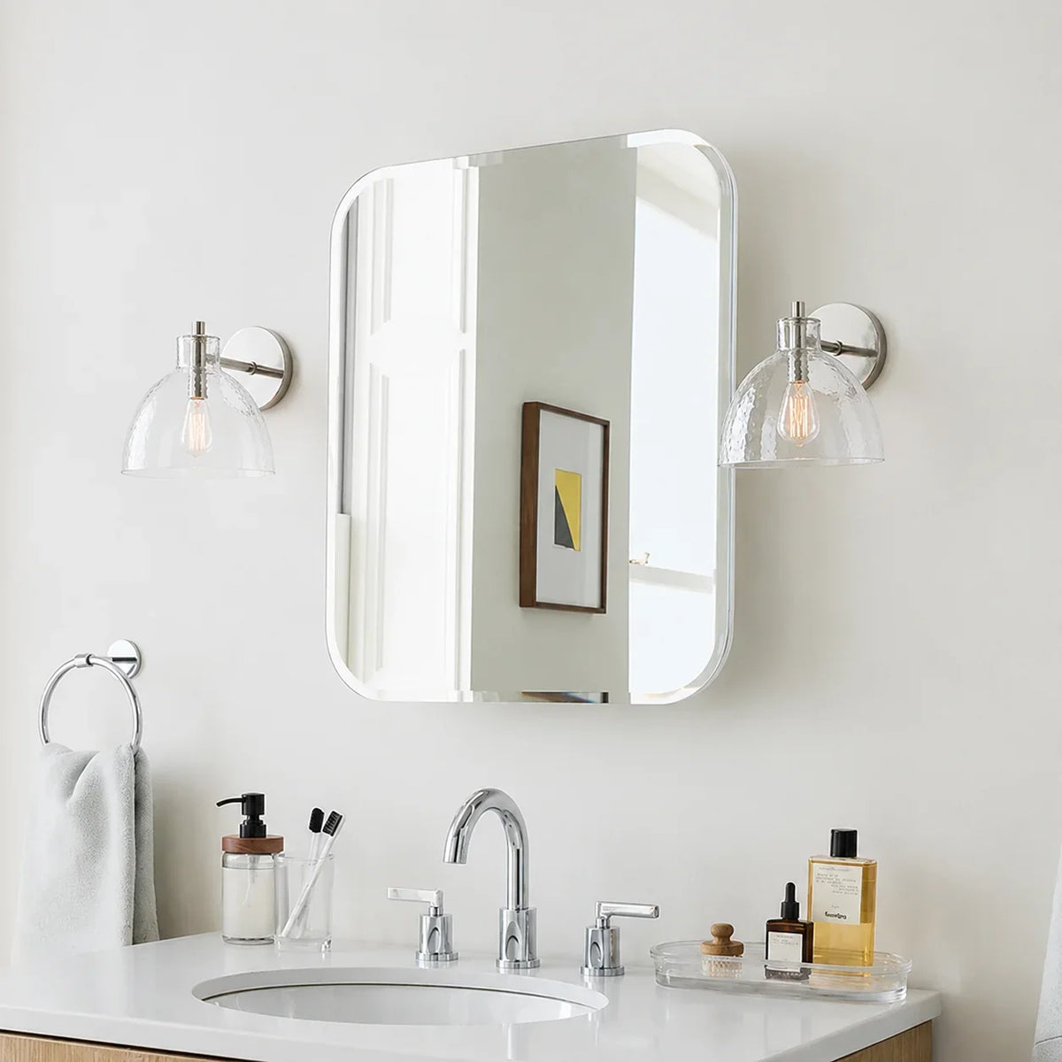 Glass Vanity Light, Hand-Blown Glass Wall Sconce, 1-3 Light