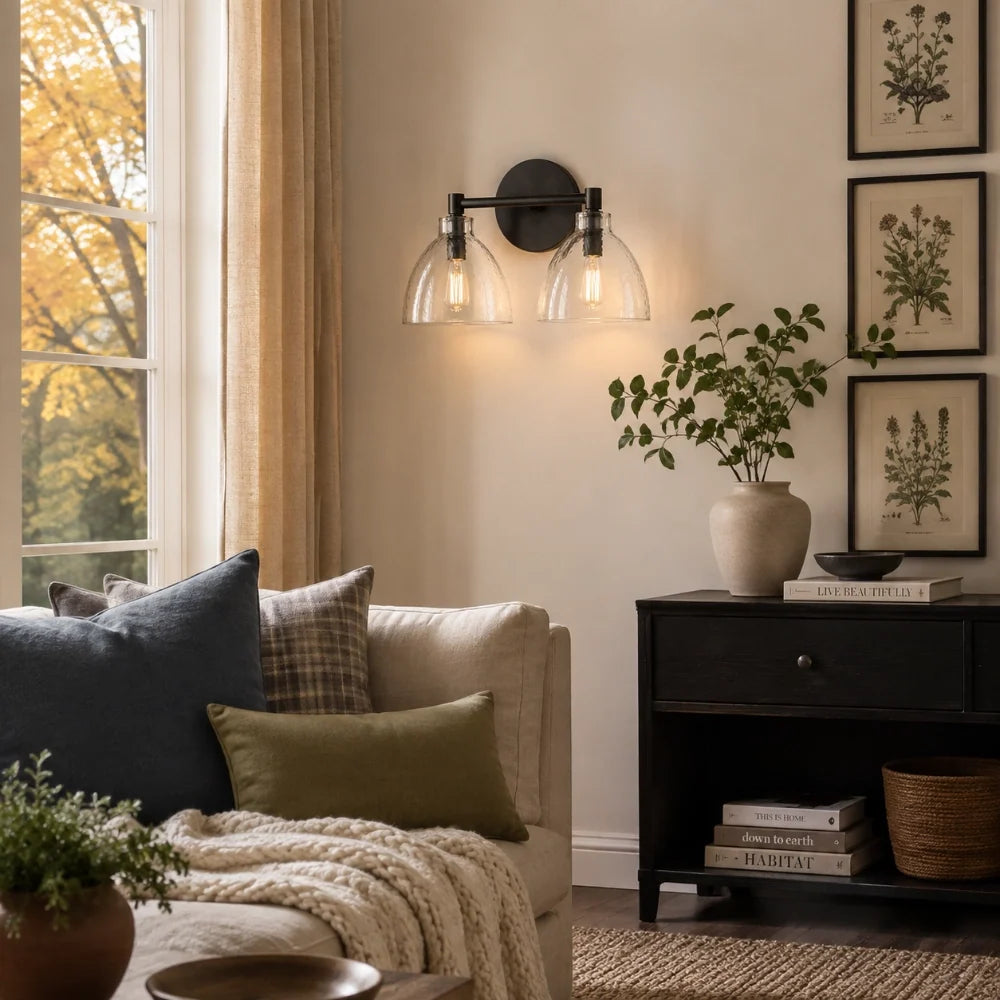 Glass Vanity Light, Hand-Blown Glass Wall Sconce, 1-3 Light