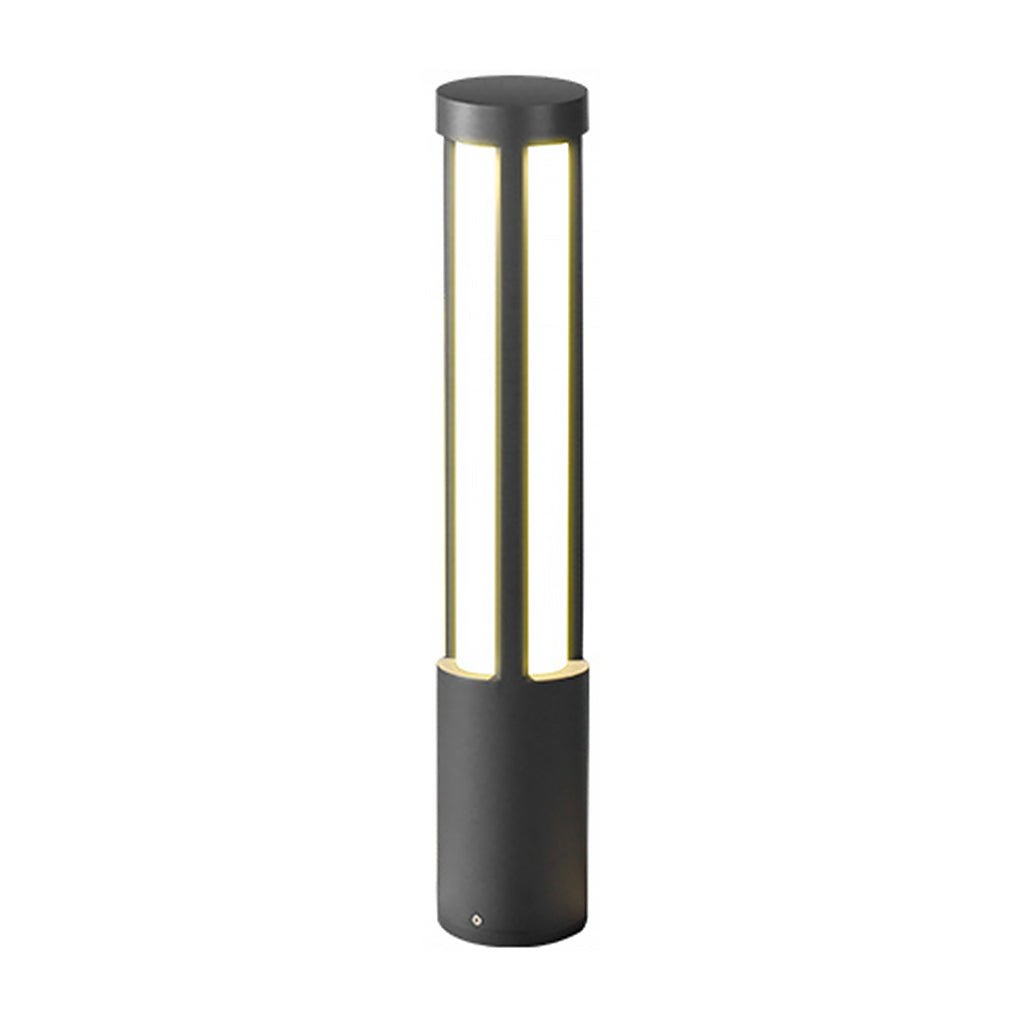 Modern LED Bollard Light, Black Cylindrical Pathway Post