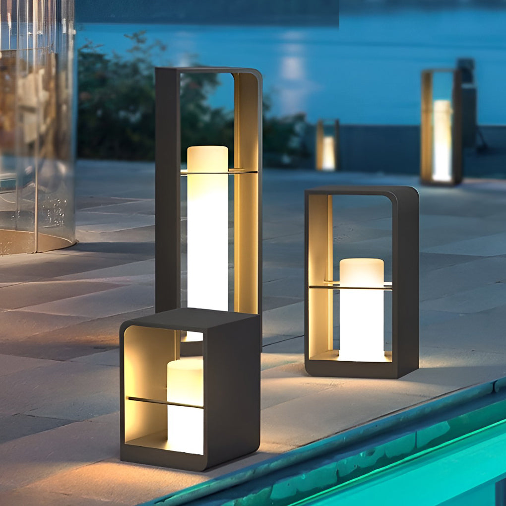 Outdoor Lantern Light, Solar or Hardwired Black Path Lamp