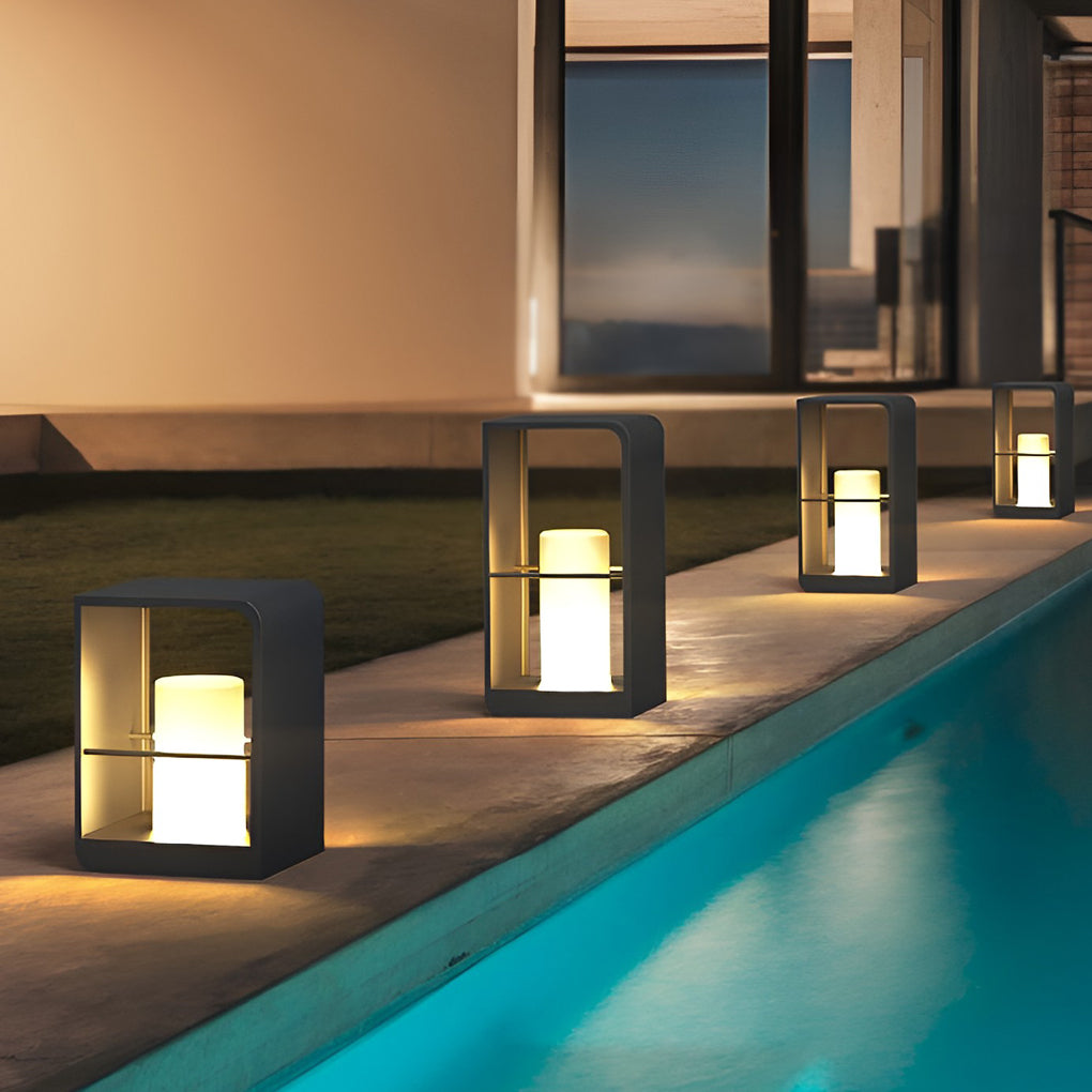Outdoor Lantern Light, Solar or Hardwired Black Path Lamp