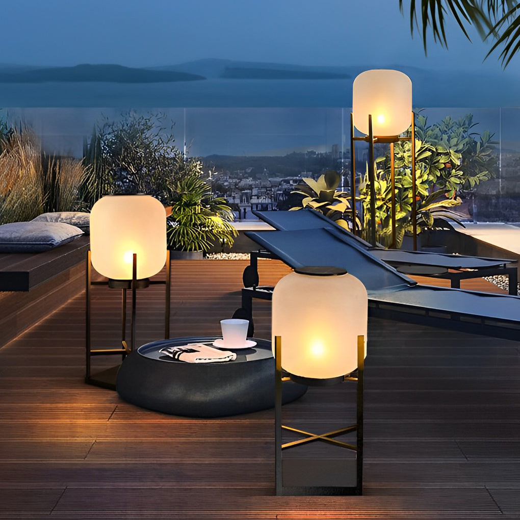 Outdoor Floor Lantern, Solar or Hardwired Standing Light