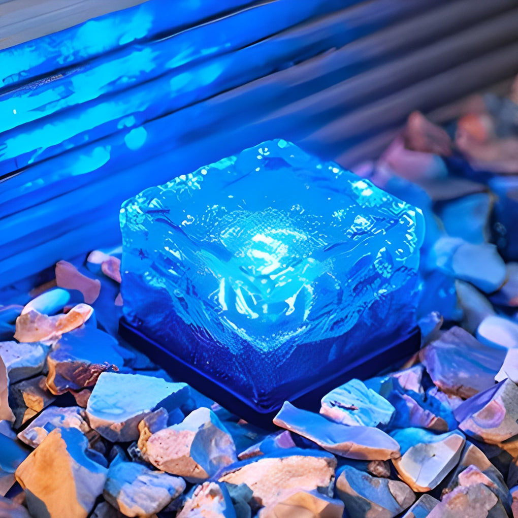 Solar Ice Cube Step Lights, Crystal Garden Path Deck Lamp