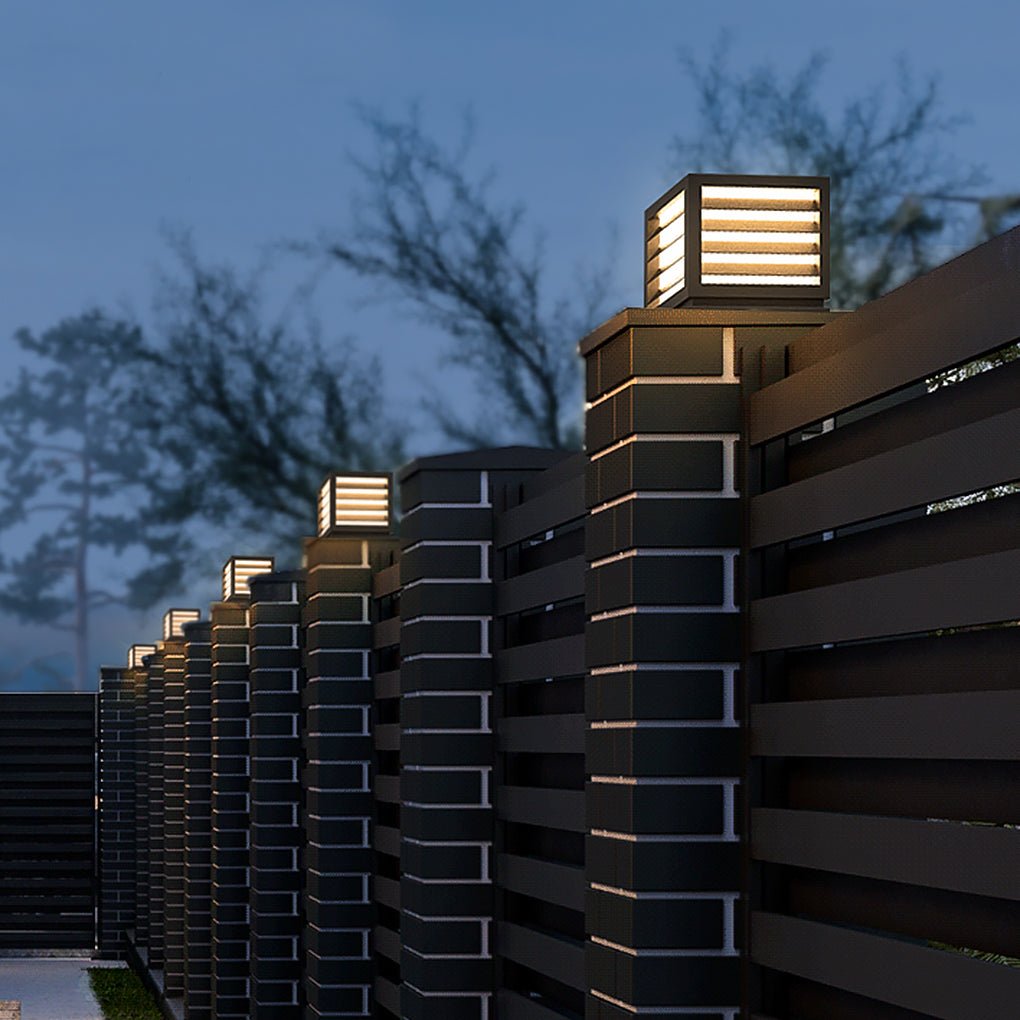 Post Cap Light, Square Solar or Hardwired Pillar Lantern