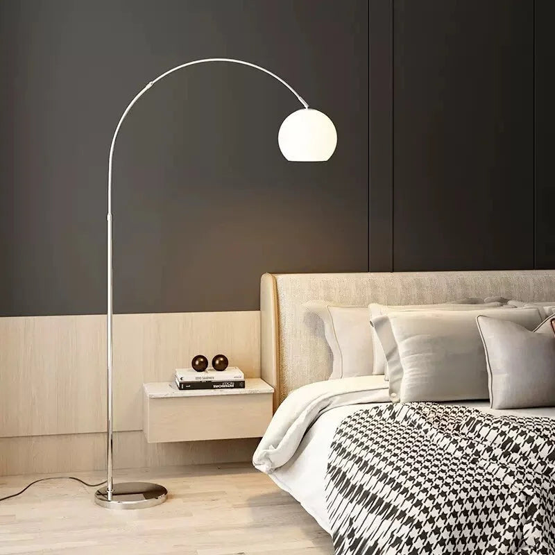 Chrome Arc Floor Lamp, Marble Base Over Sofa Reading Lamp