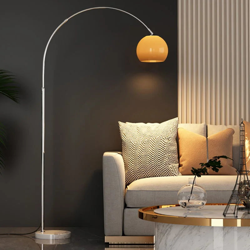 Chrome Arc Floor Lamp, Marble Base Over Sofa Reading Lamp