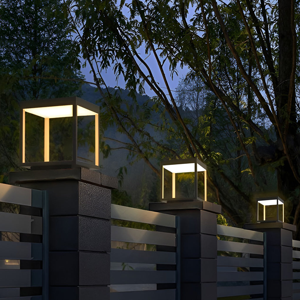 Open Frame Square Pillar Light, Solar or Hardwired Lantern