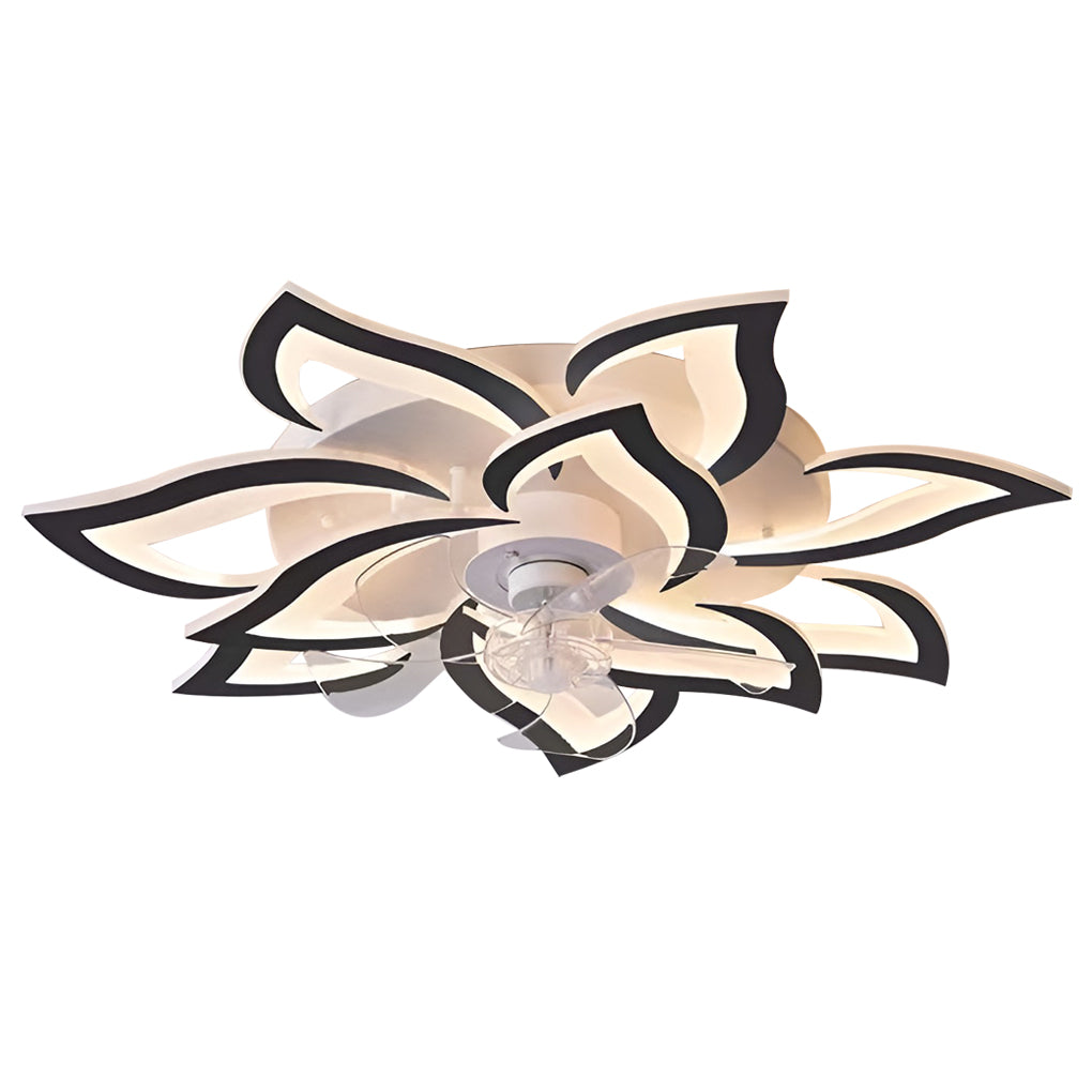 Flower Shape Ceiling Fan with Light, Dimmable LED Flush Fan