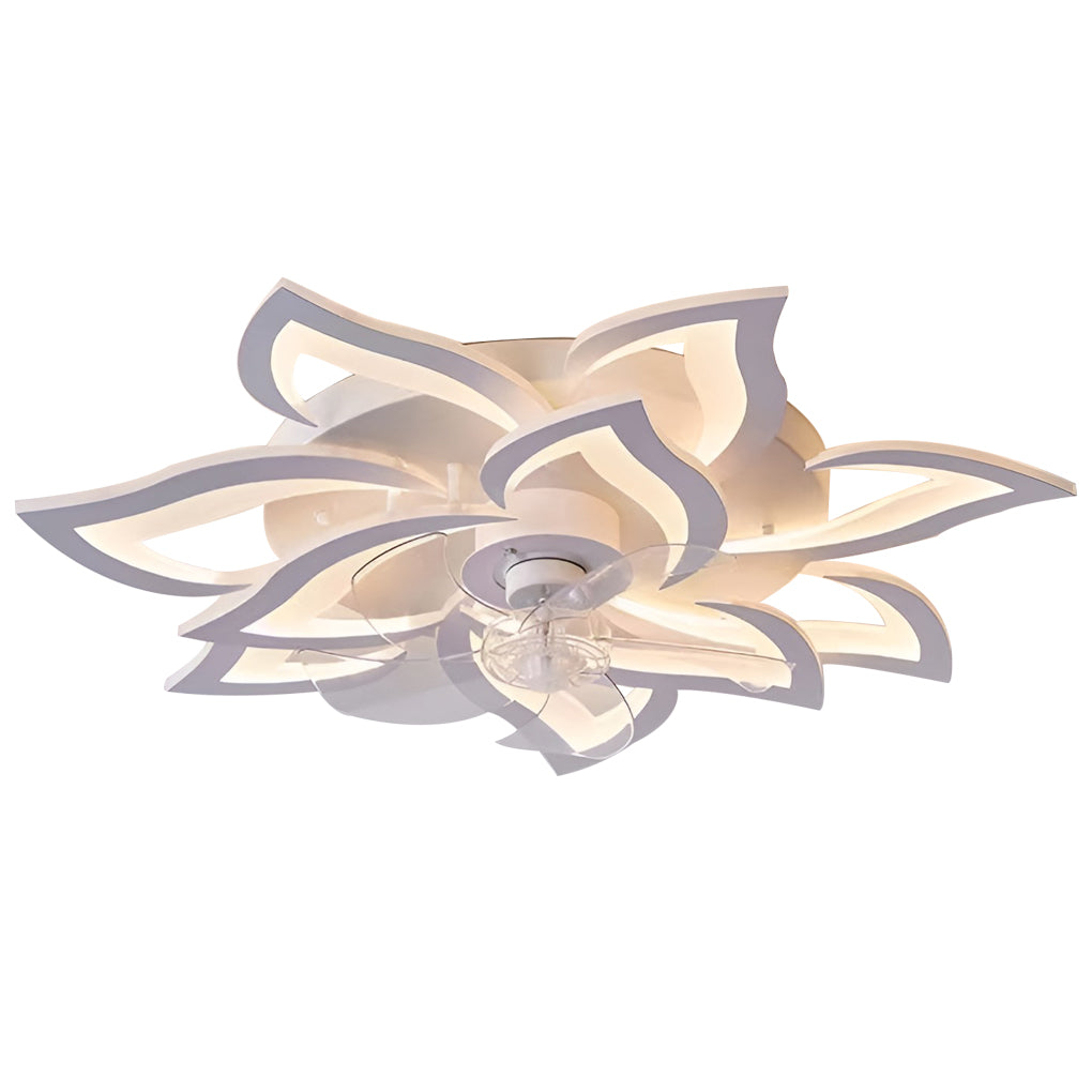 Flower Shape Ceiling Fan with Light, Dimmable LED Flush Fan