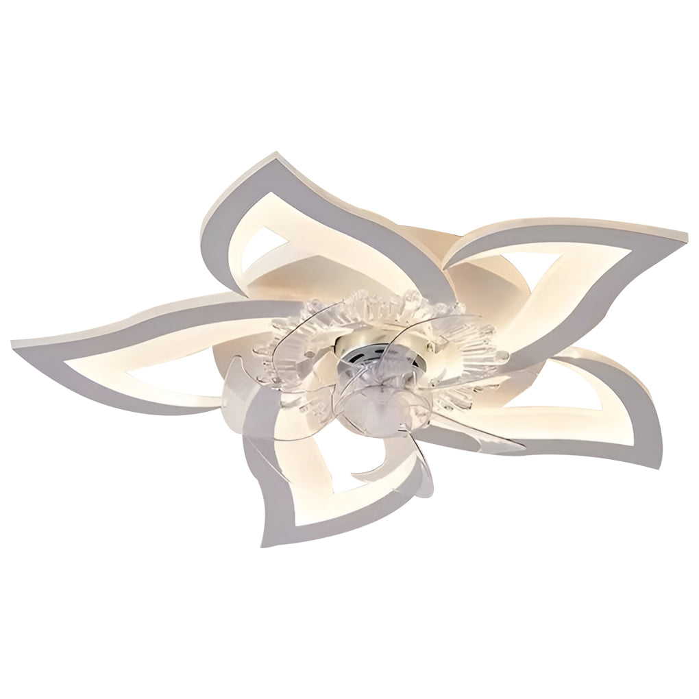 Flower Shape Ceiling Fan with Light, Dimmable LED Flush Fan