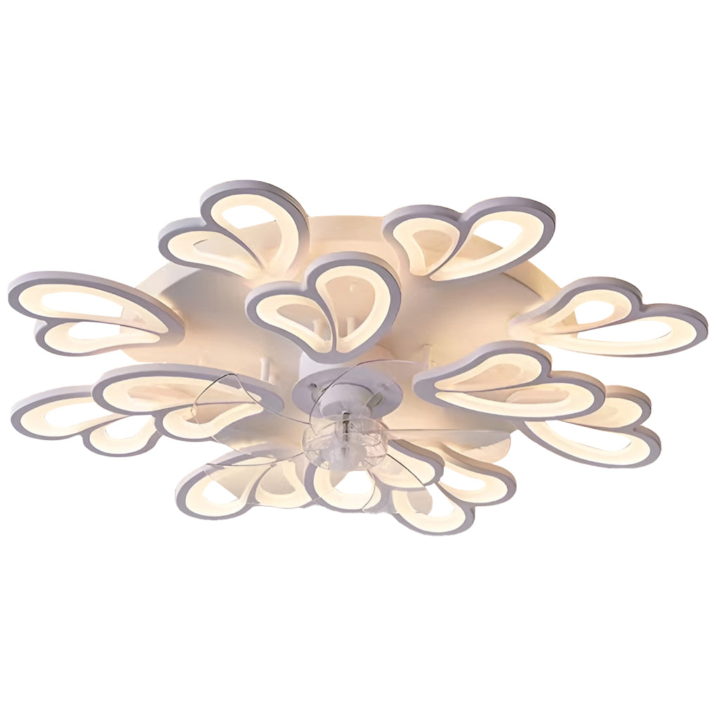 Flower Shape Ceiling Fan with Light, Dimmable LED Flush Fan