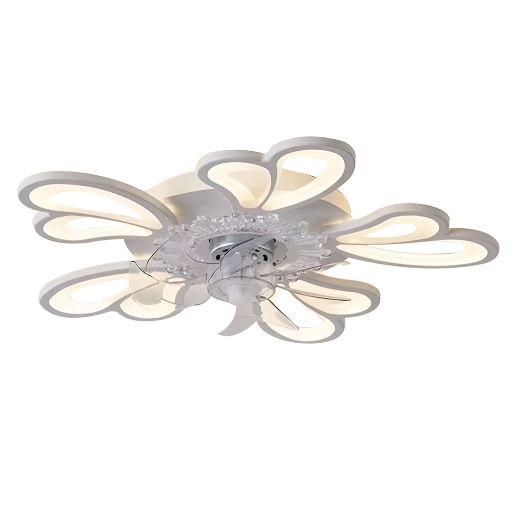Flower Shape Ceiling Fan with Light, Dimmable LED Flush Fan