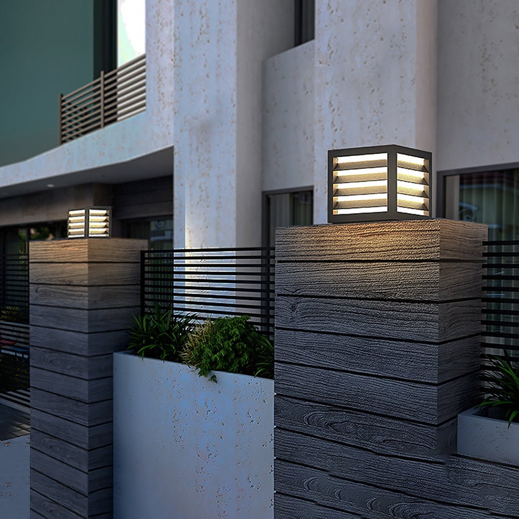 Post Cap Light, Square Solar or Hardwired Pillar Lantern