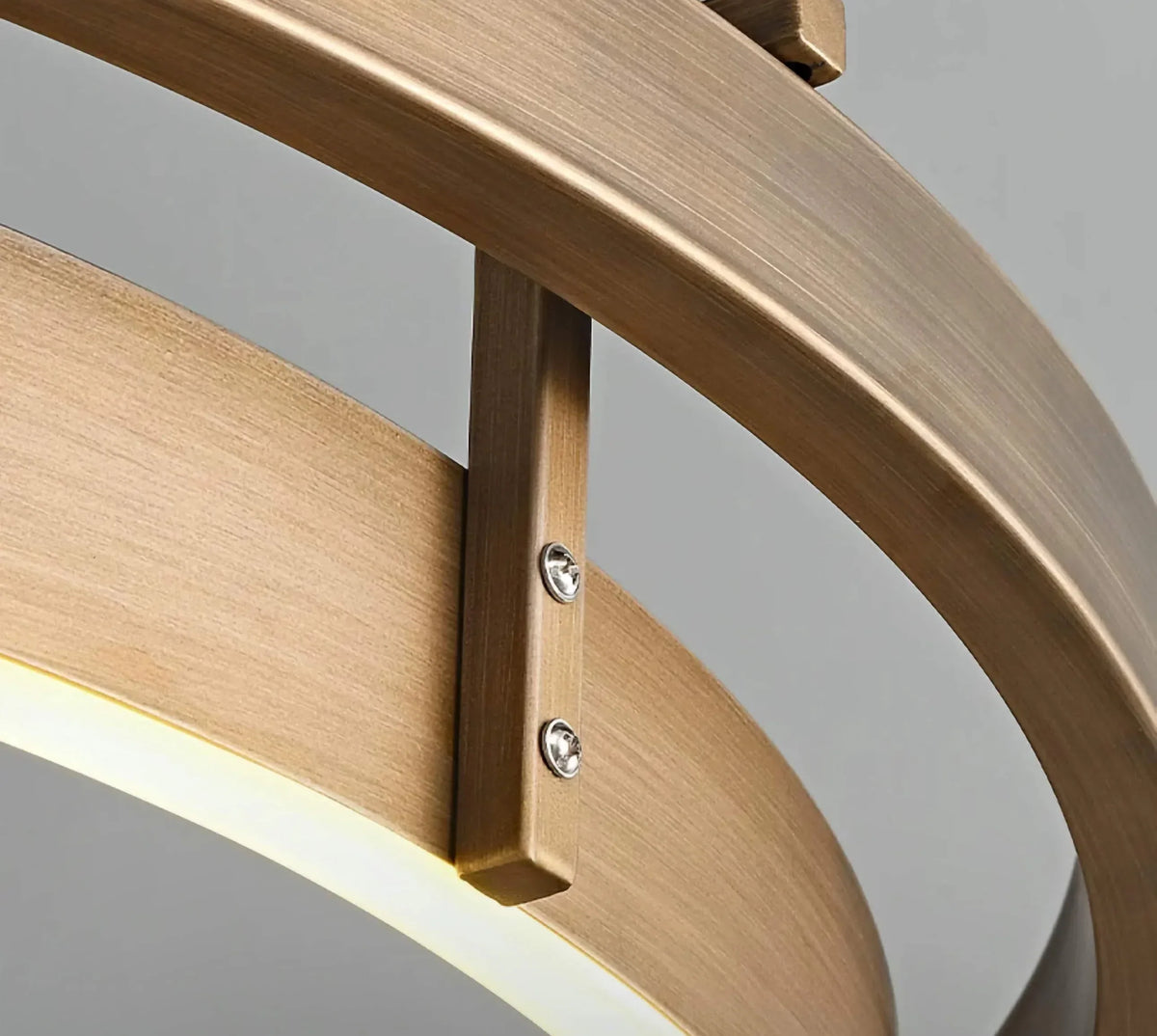 Double Ring LED Chandelier, Brushed Brass Modern Light