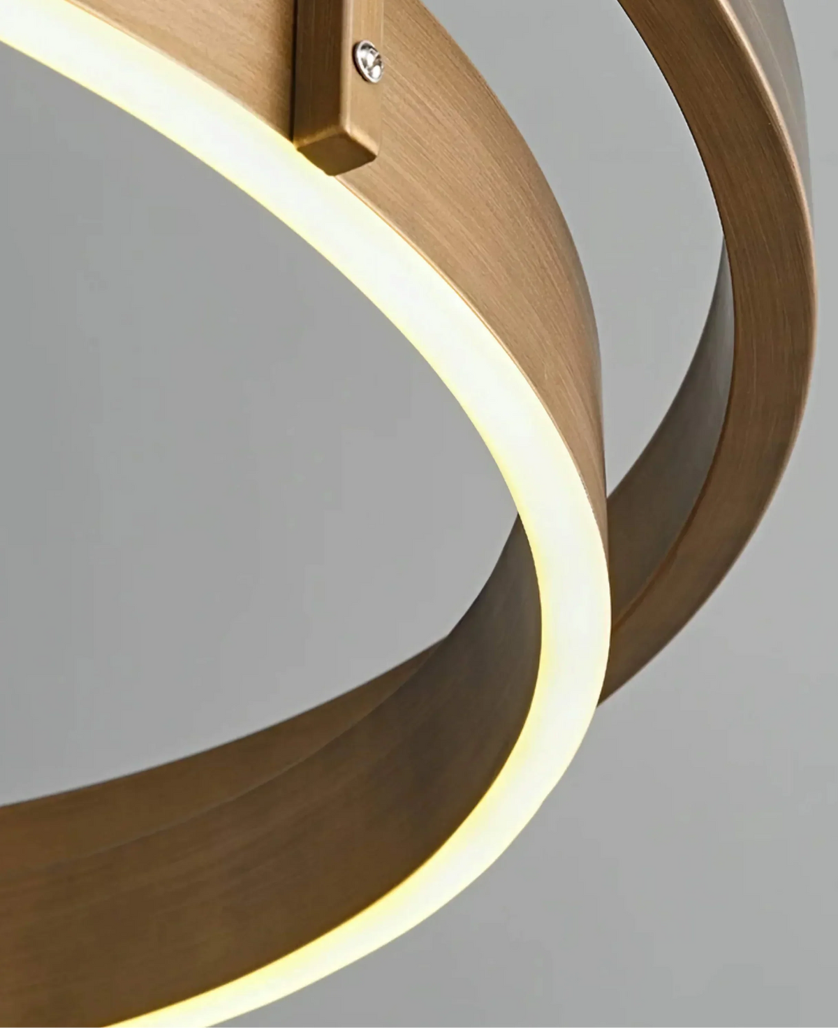 Double Ring LED Chandelier, Brushed Brass Modern Light