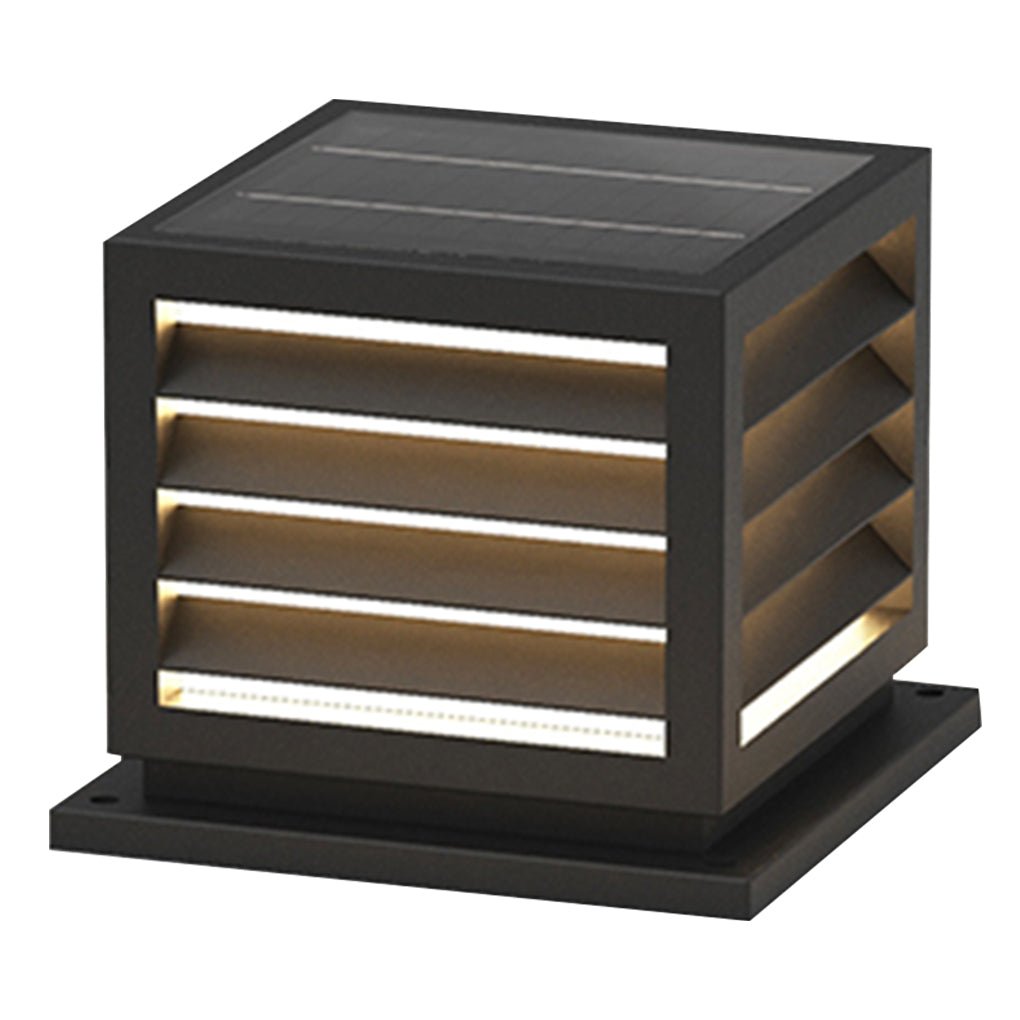 Post Cap Light, Square Solar or Hardwired Pillar Lantern
