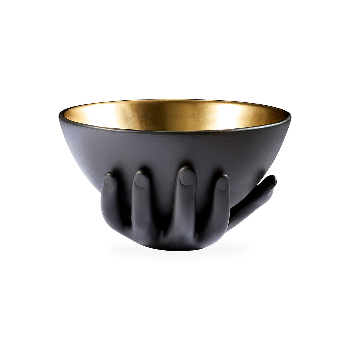Porcelain Accent Bowl, Black and Gold Sculpted Decor Bowl