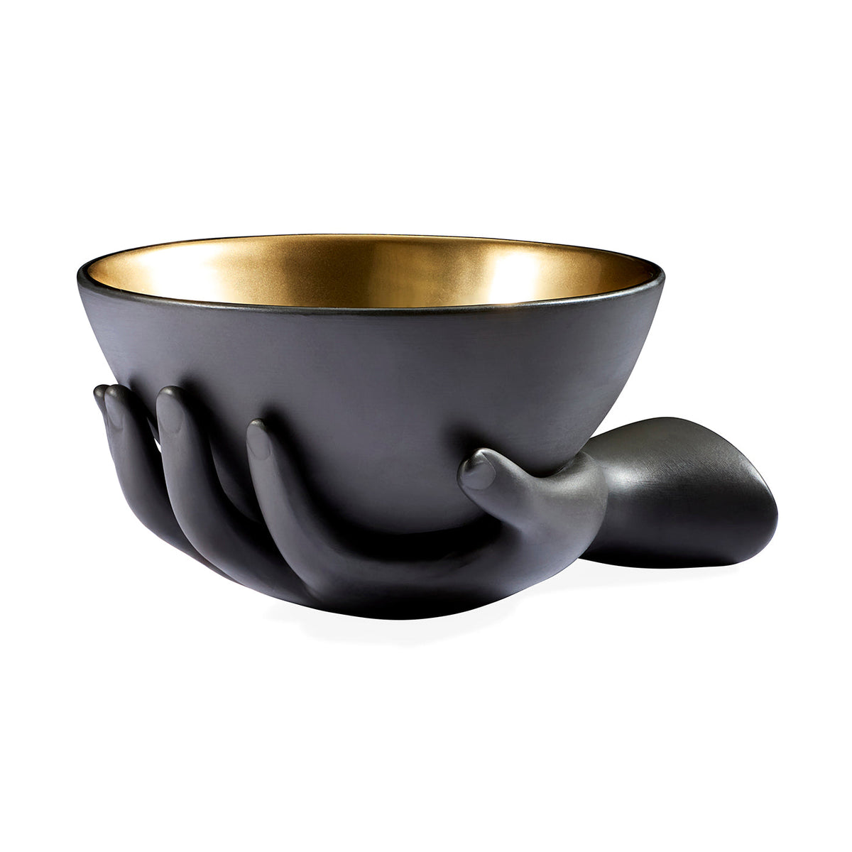 Porcelain Accent Bowl, Black and Gold Sculpted Decor Bowl