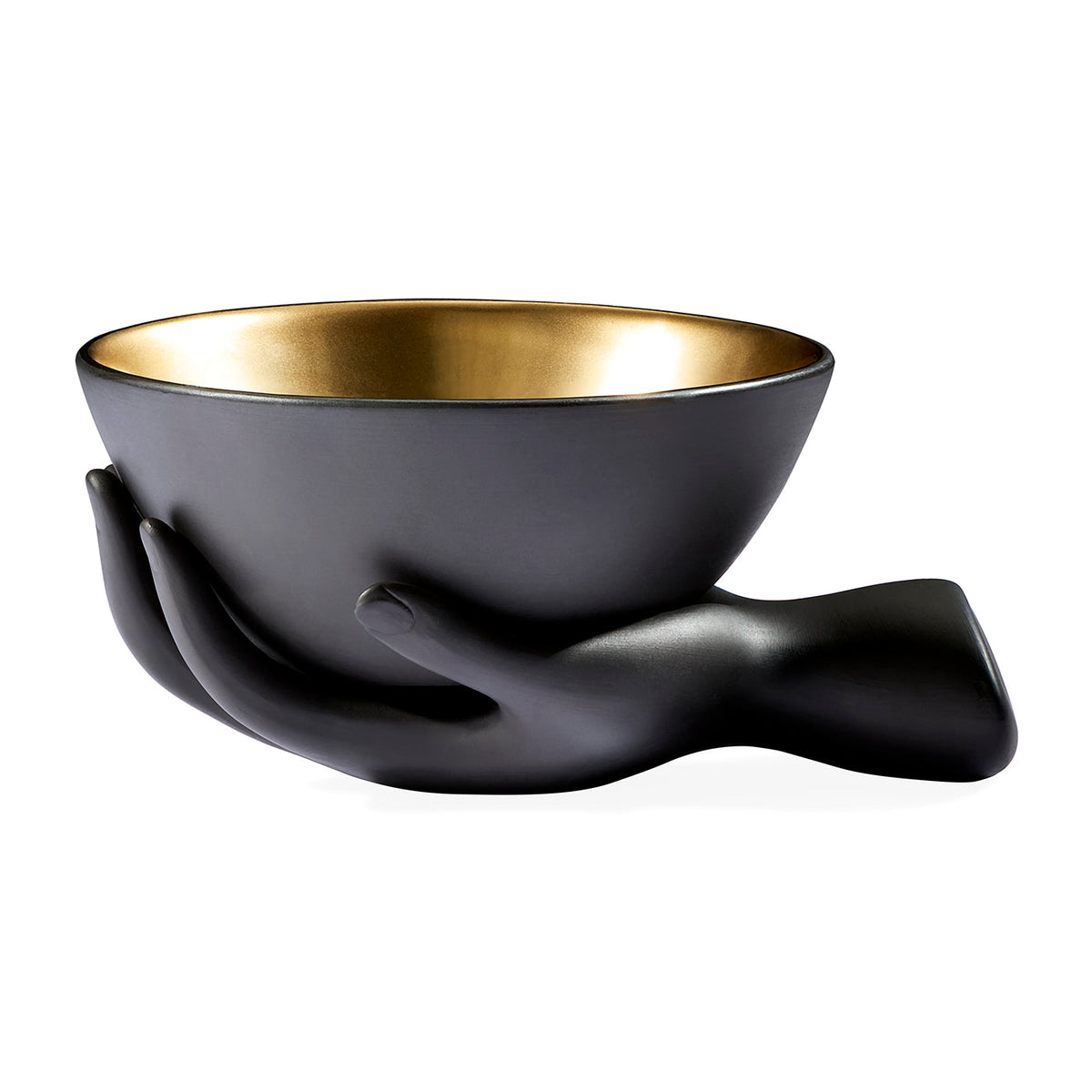 Porcelain Accent Bowl, Black and Gold Sculpted Decor Bowl