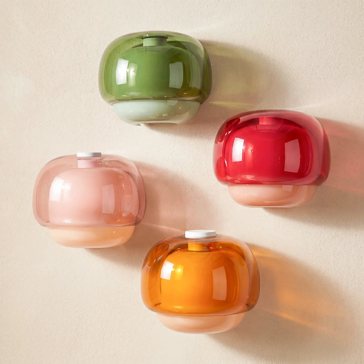 Bauhaus Mushroom Wall Sconce, Double Layer Colored Glass