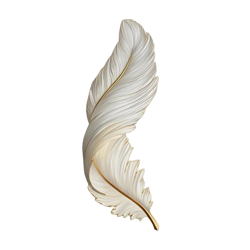 Art Deco Feather LED Wall Sconce — Casa Vellum Luxury Modern Statement Light for Living Room & Bedroom
