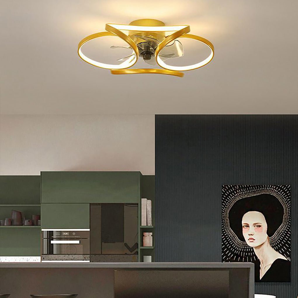 Flower Ceiling Fan with Light, Dimmable LED Flush Mount Fan