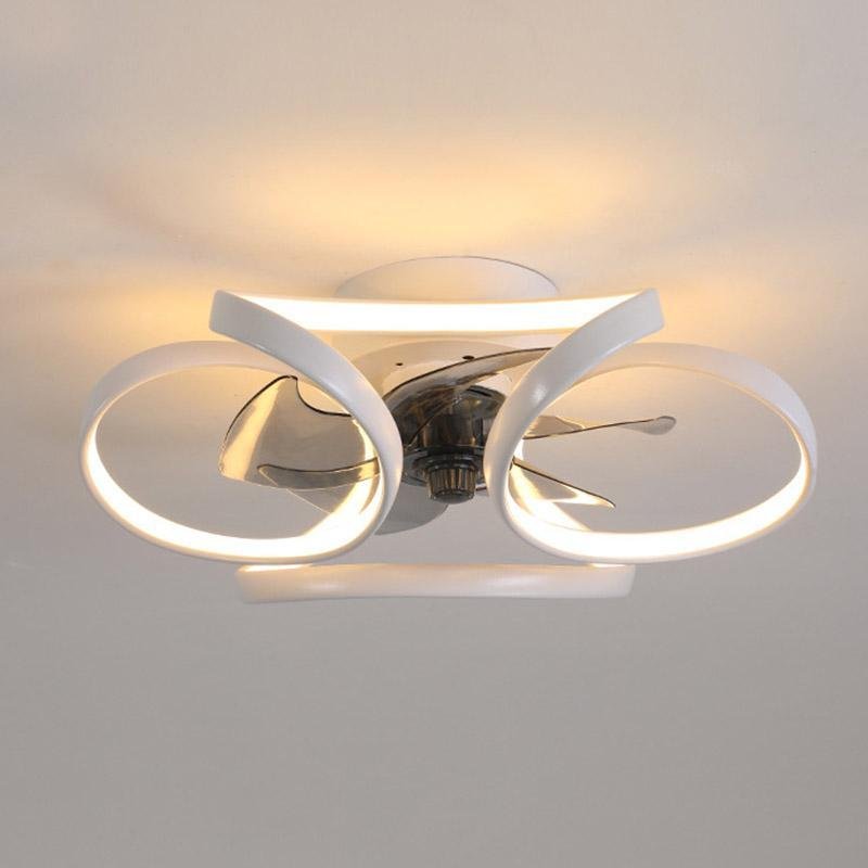 Flower Ceiling Fan with Light, Dimmable LED Flush Mount Fan