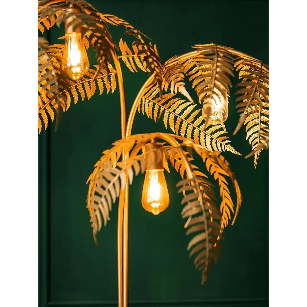 Gold Palm Tree Floor Lamp, Art Deco LED Statement Lamp