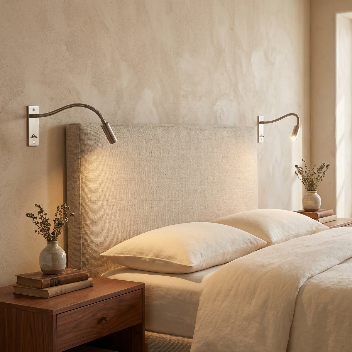 Gooseneck wall sconce set in an elegant Italian interior
