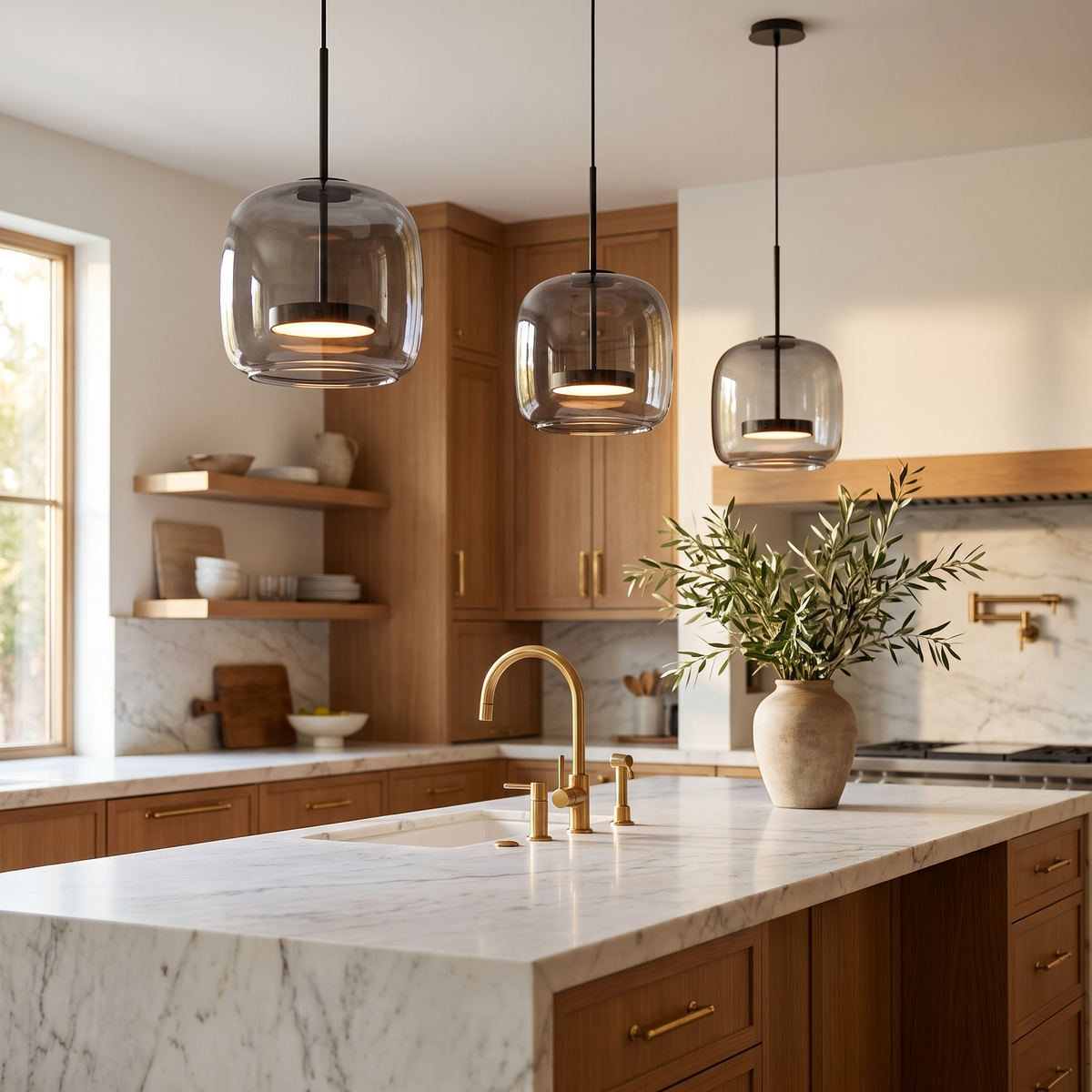 Smoked Glass Globe Pendant in an elegant Italian interior