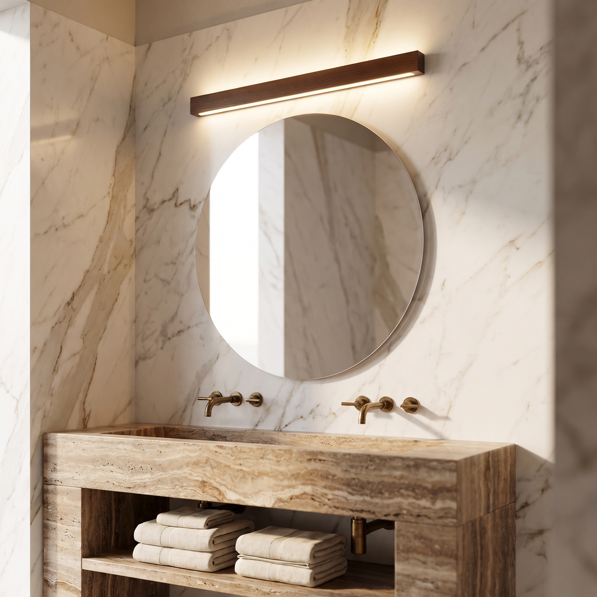 Linear Wood LED Wall Light in an elegant Italian interior