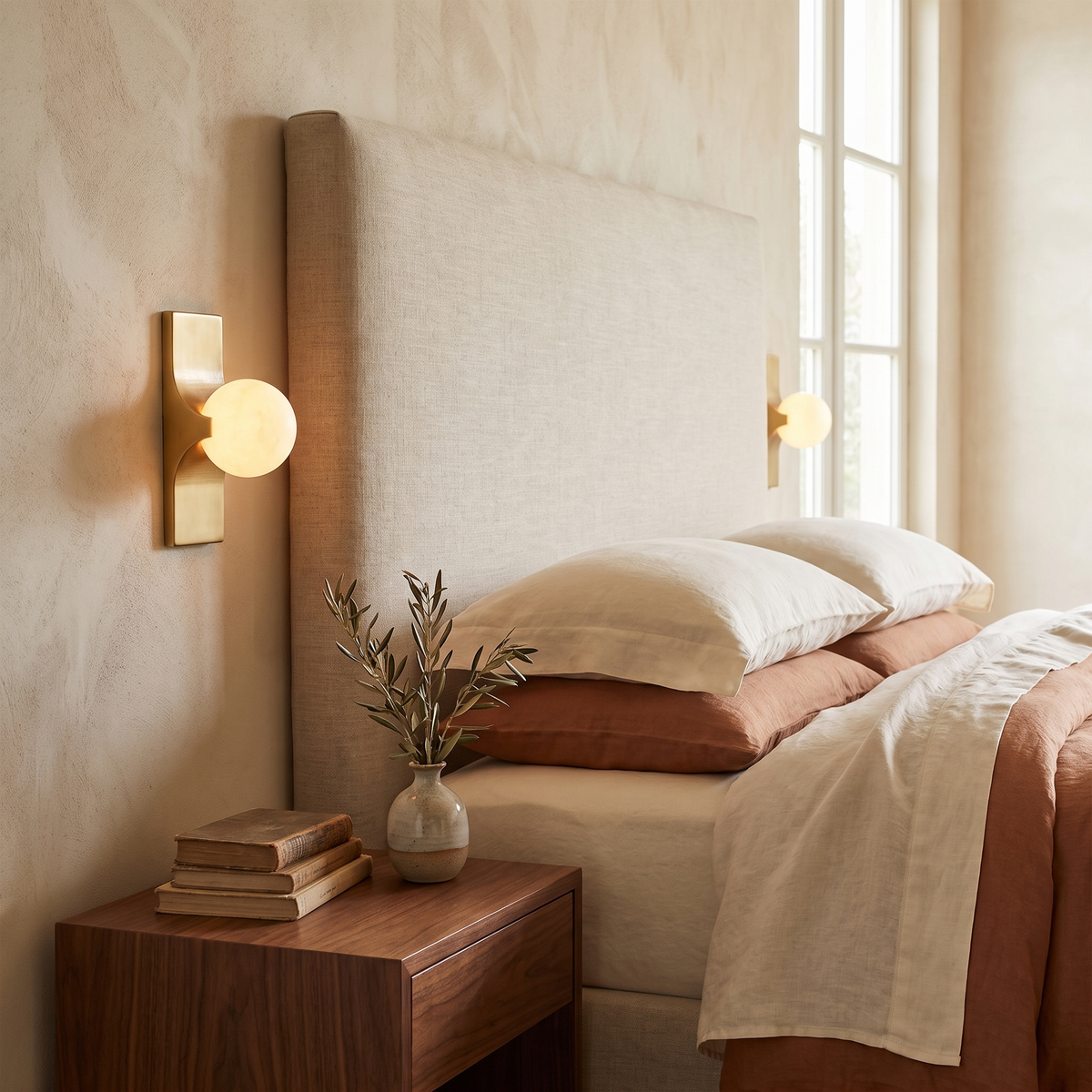 Brass Alabaster Globe Wall Light in an elegant Italian interior