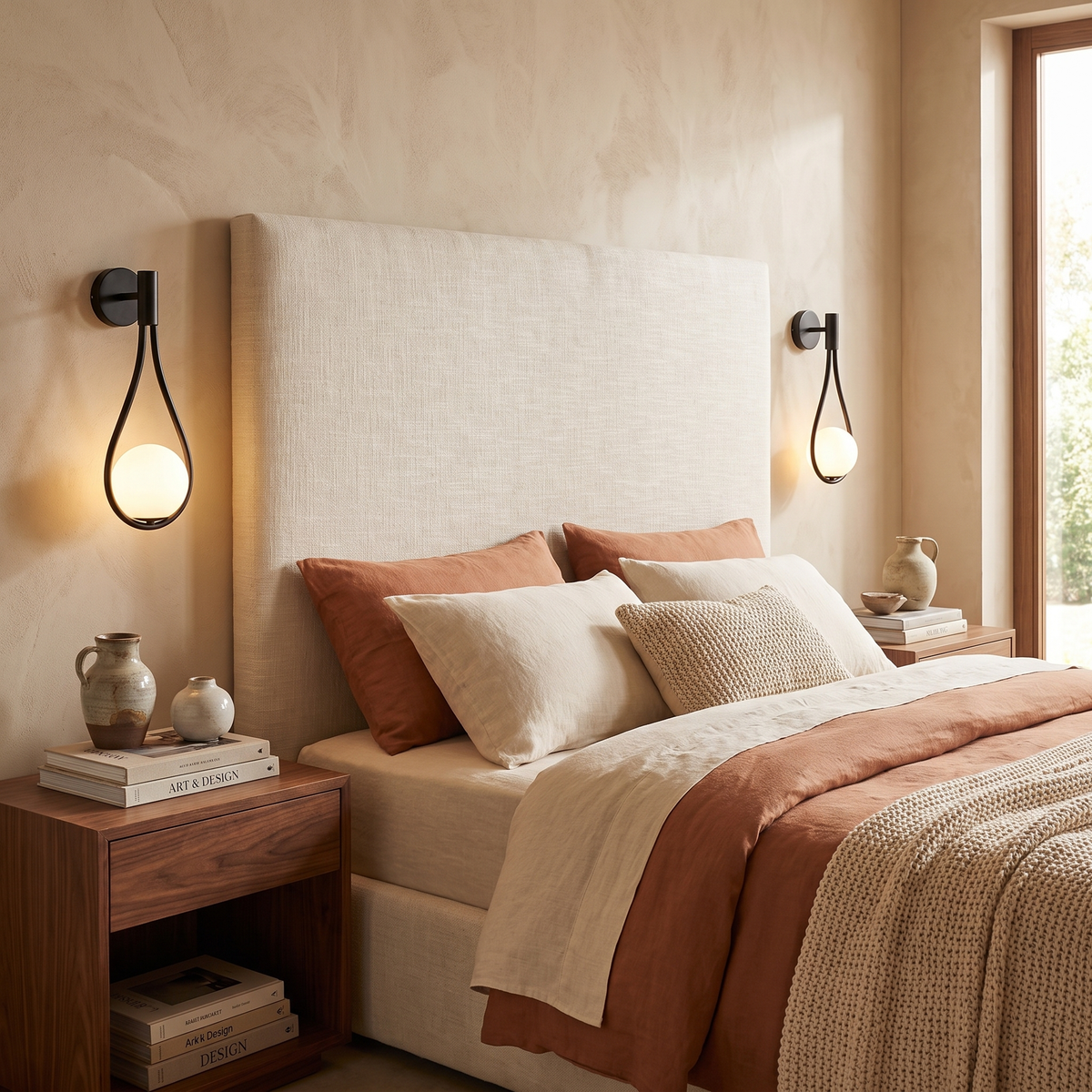 Minimalist Metal Wall Sconce Set in an elegant Italian interior