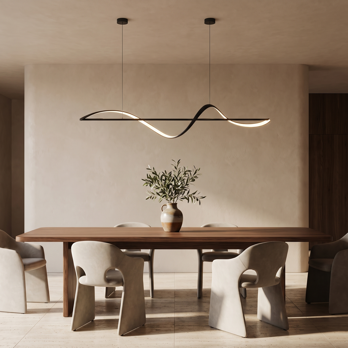 Wave LED Linear Chandelier in an elegant Italian setting