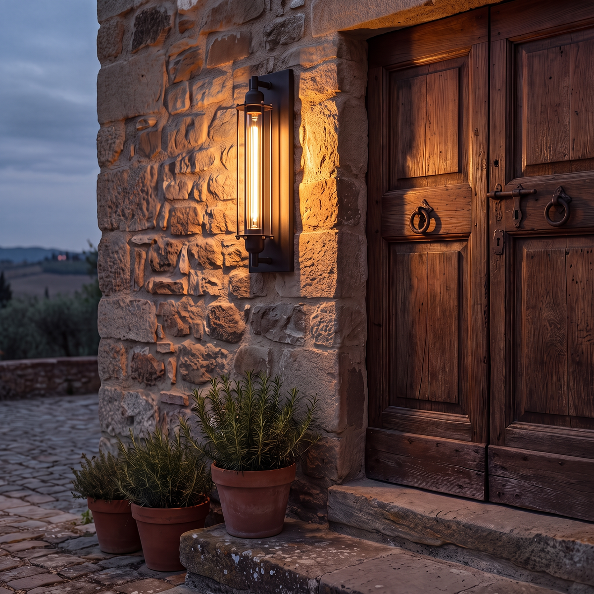 Black Iron Industrial Wall Sconce in an elegant Italian setting